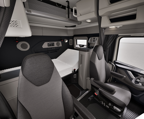 A view of the premium seating options of the Volvo VNX