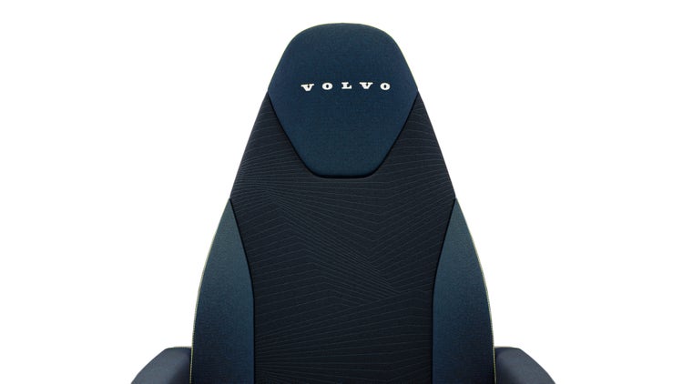 The fourth seating option of the Volvo VNX. A mix of navy and black colors.