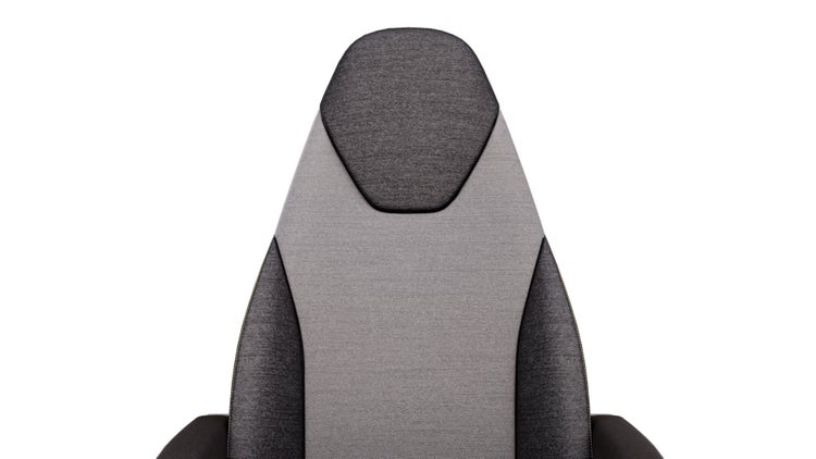The third seating option for the Volvo VNX.Gray and light gray mixed colors.