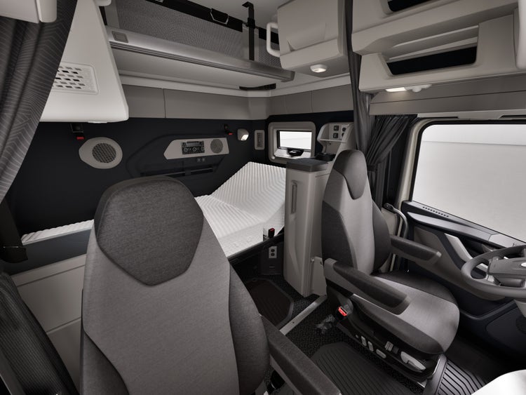 A view of the premium seating of the Volvo VNX.
